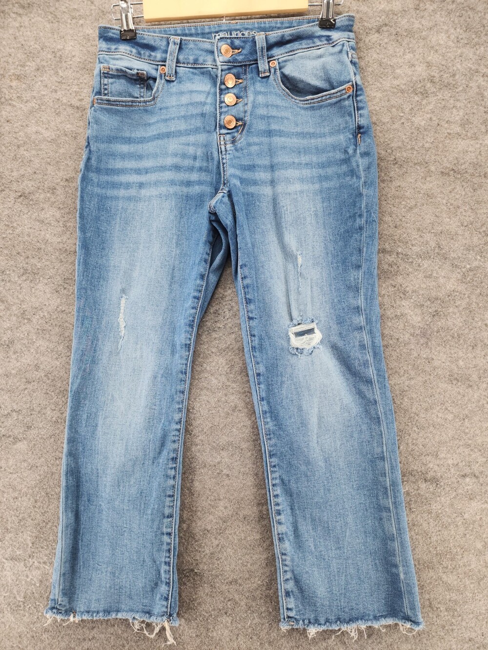 Maurices Jeans Womens 2 Cropped Button Fly Blue Denim